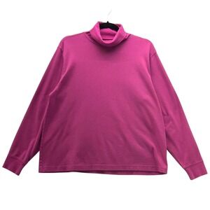 Lands End Turtleneck Large Magenta Feminine‎ Basic Capsule  Baselayer Worn-in